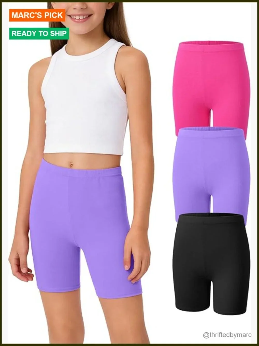 3 Pack Girls Bike Shorts Cotton Athletic Gymnastics Shorts for Dance Running